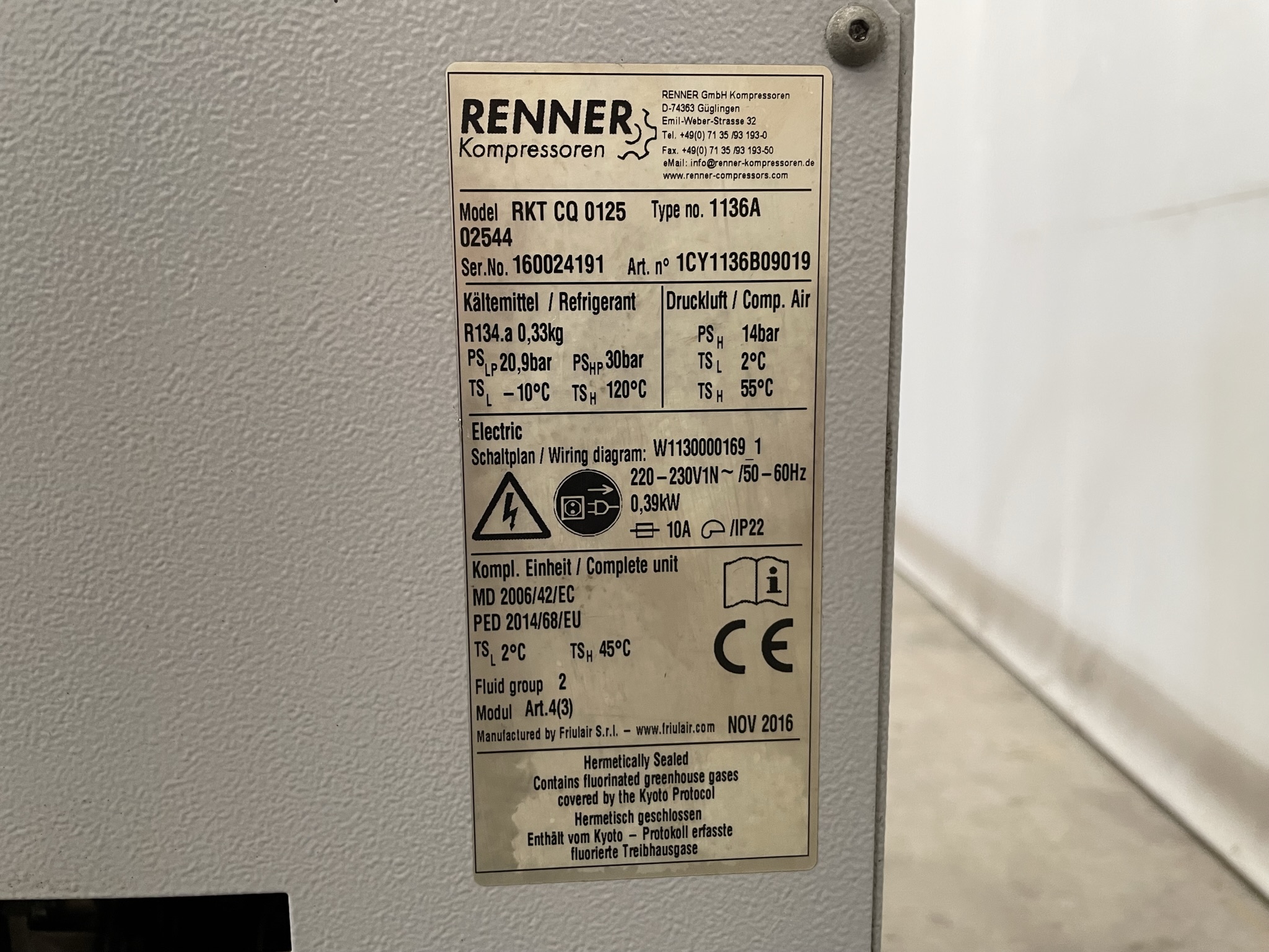 Renner compressed air dryer