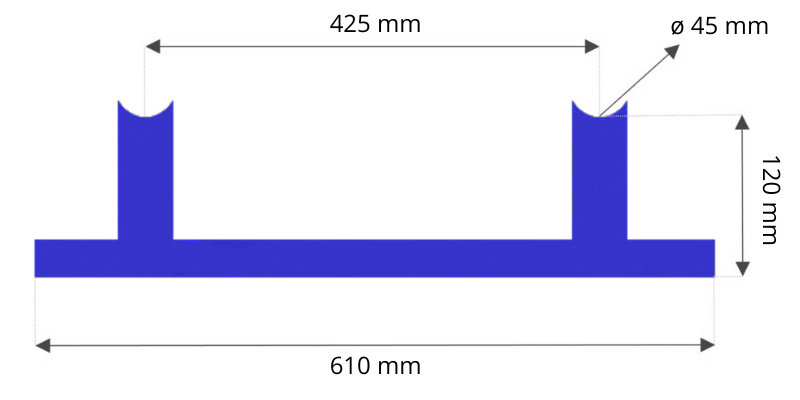 Pipe rail supports clamped 120 mm