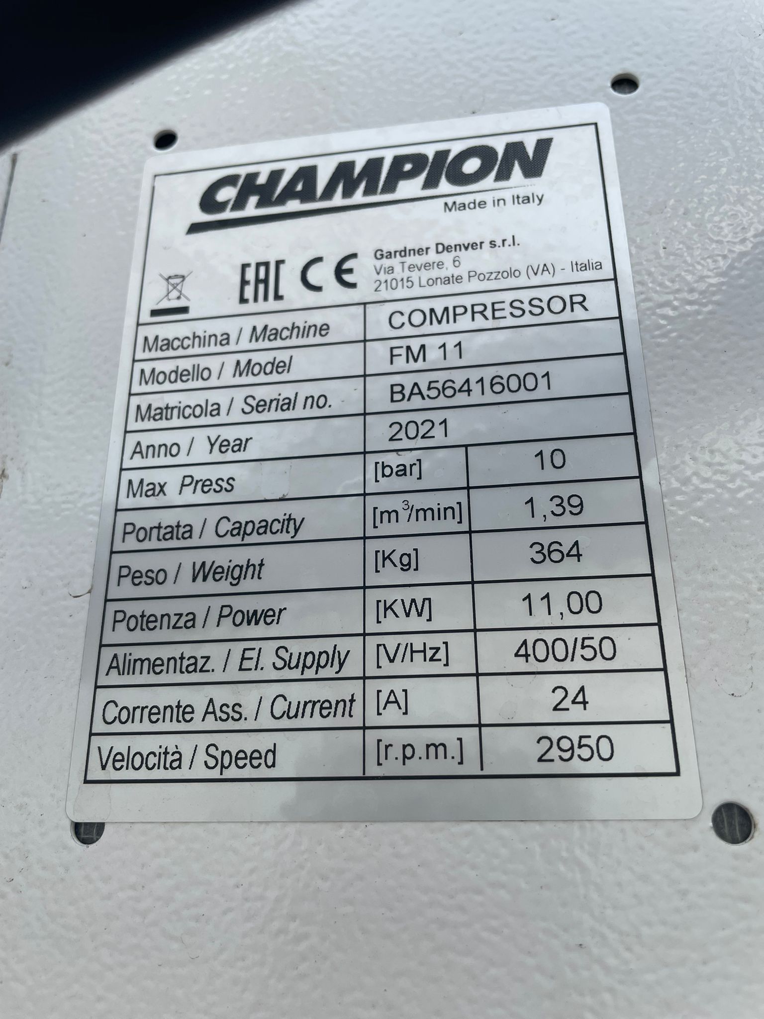 Champion schroefluchtcompressor