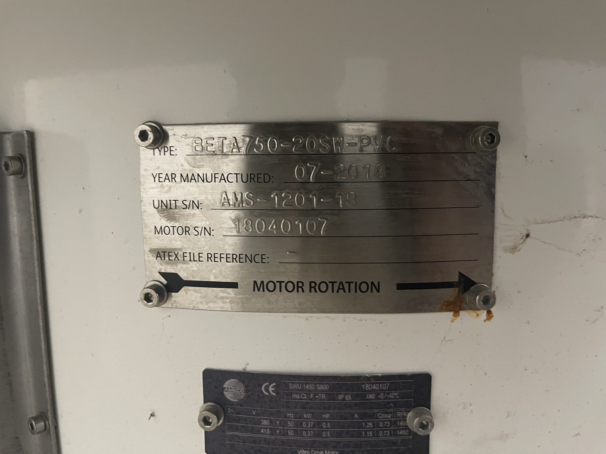 Amkco BETA 750 vibrating sieve