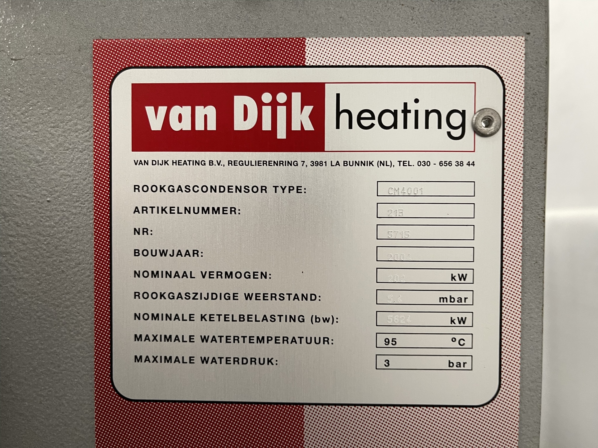 Rookgascondensor Van Dijk Heating