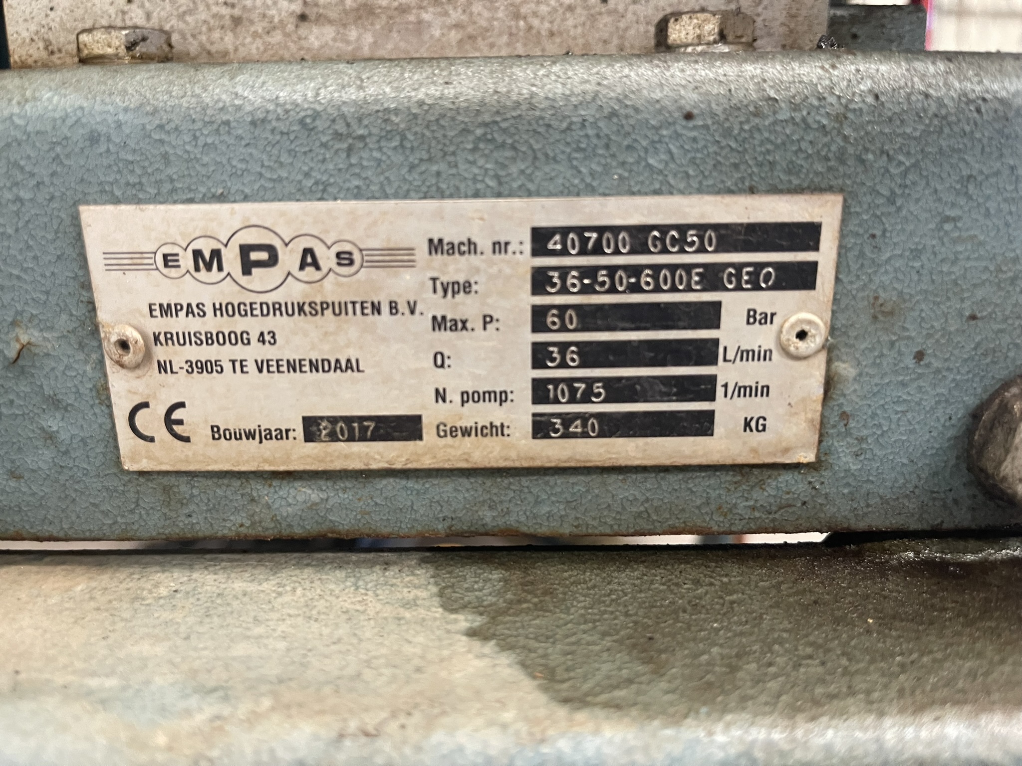 Empas spuitkar 600 liter incl. slanghaspel