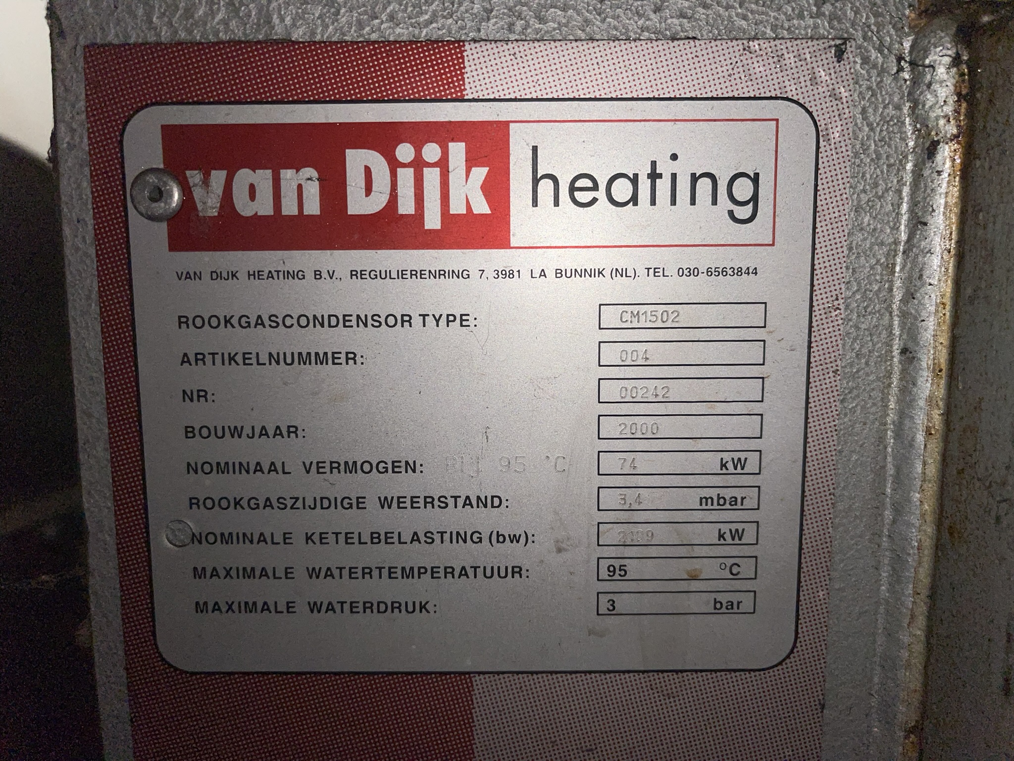 Rookgascondensor Van Dijk Heating
