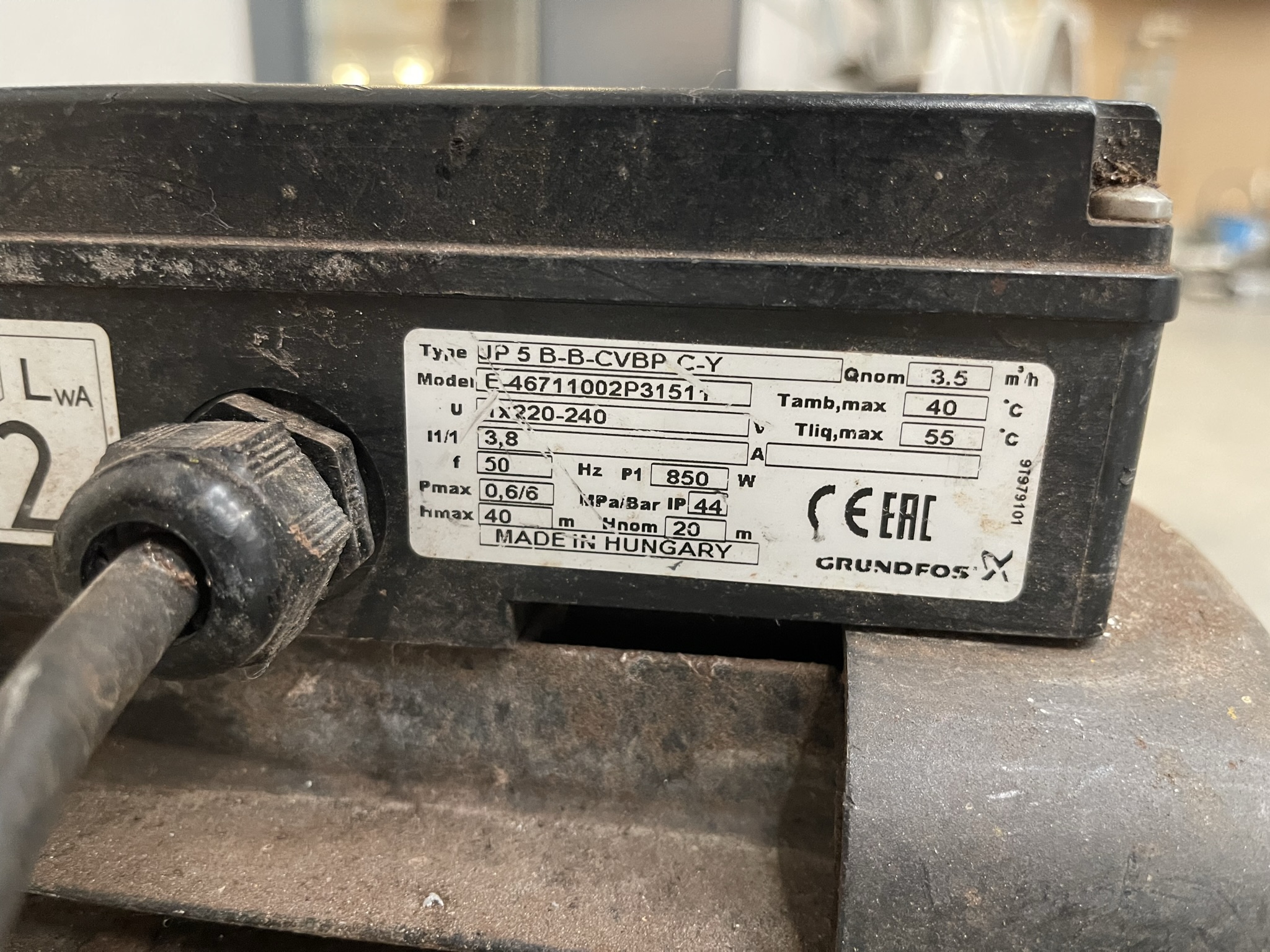 Grundfos pomp 0,85 kW