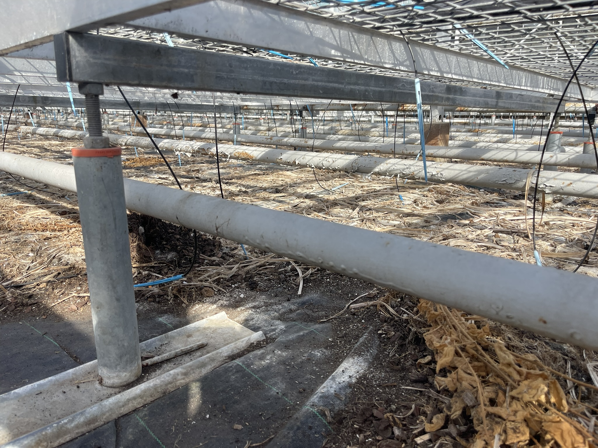 Aluminum fixed and rolling tables with mesh bottom 1.92x34.00m