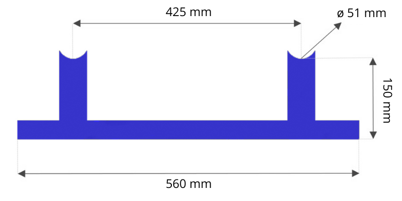 Buisrailsteunen geklemd 150 mm