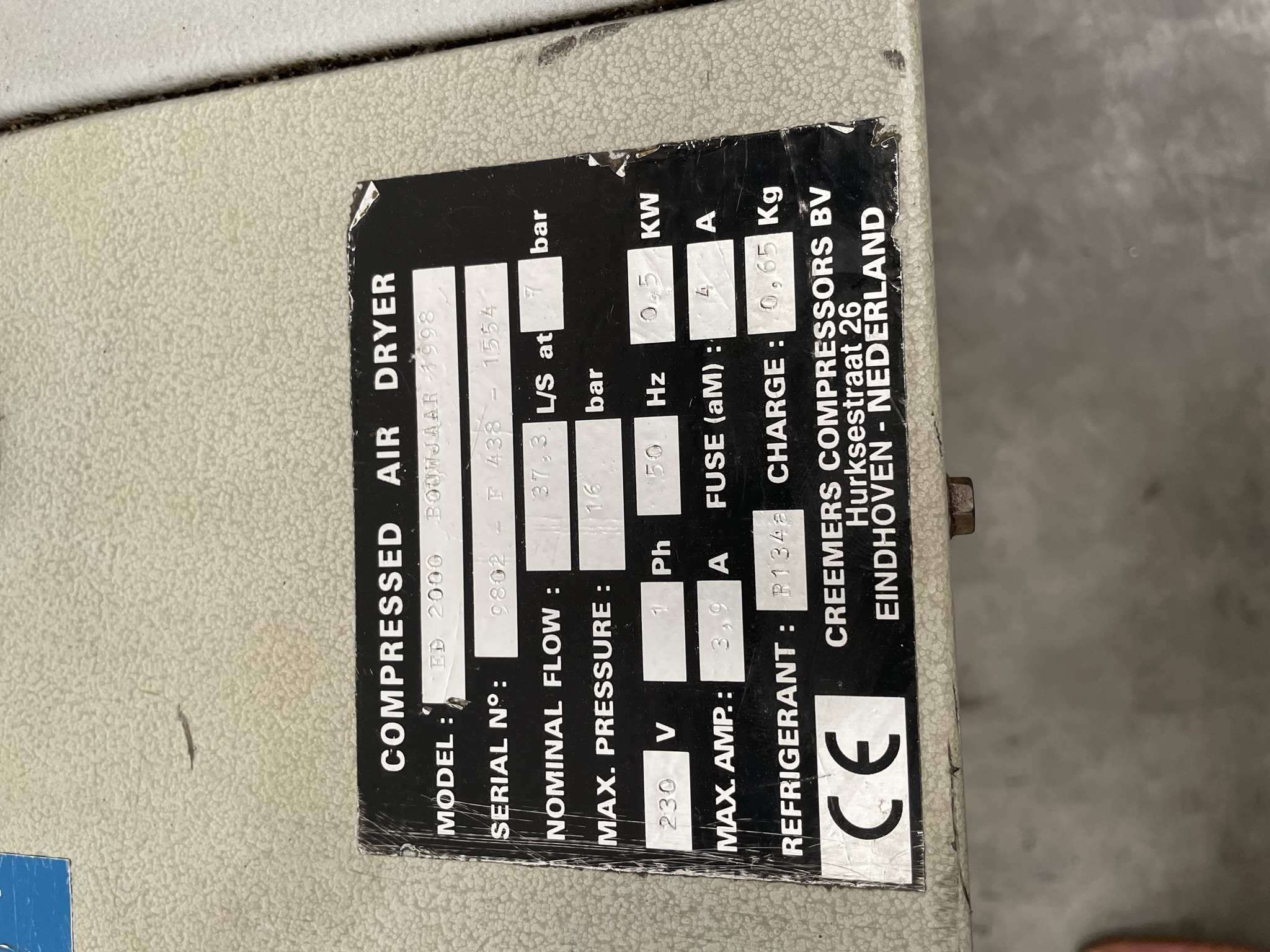 Creemers compressed air dryer