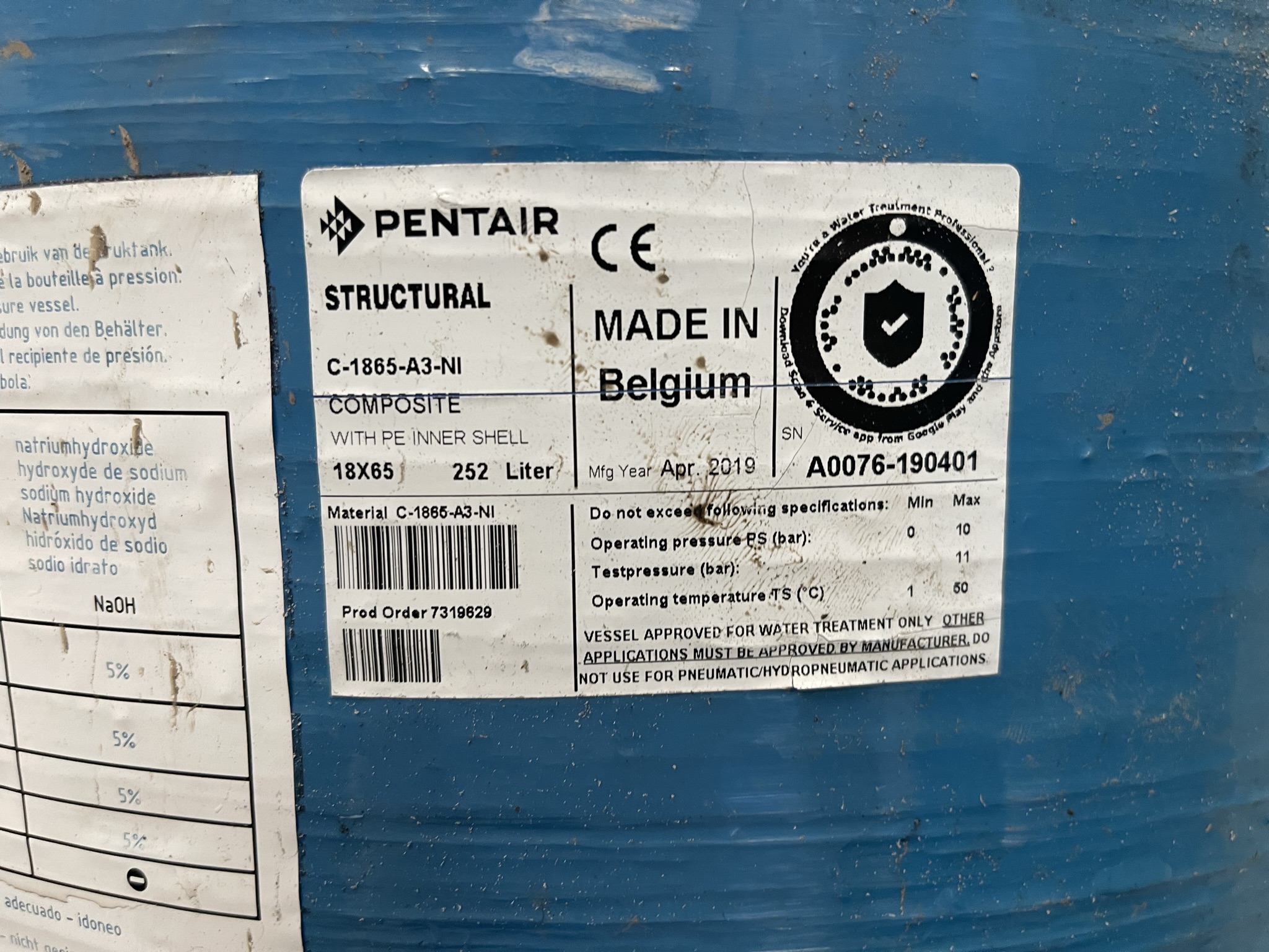 Pentair pressure vessels