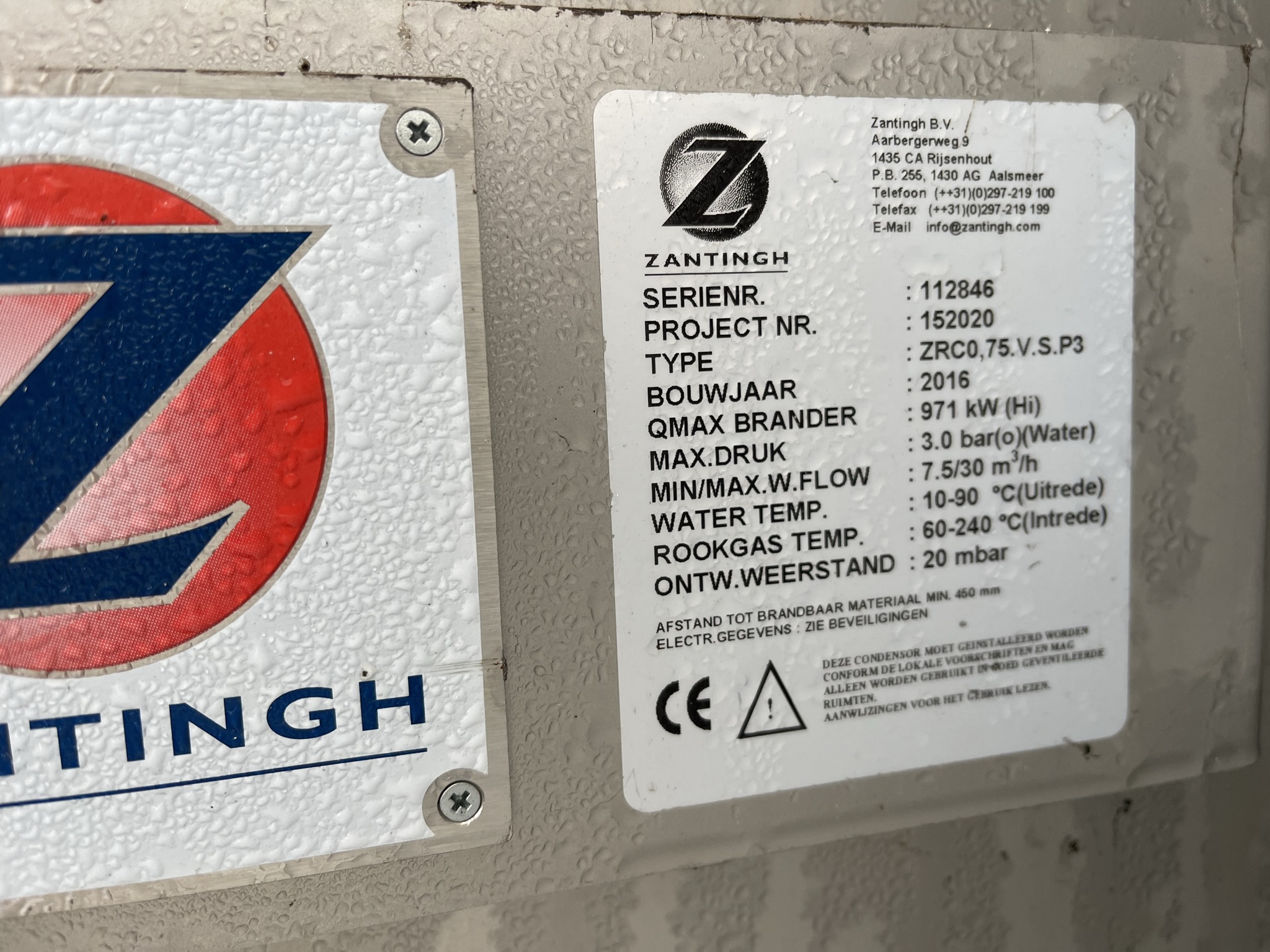 Flue gas condensor Zantingh